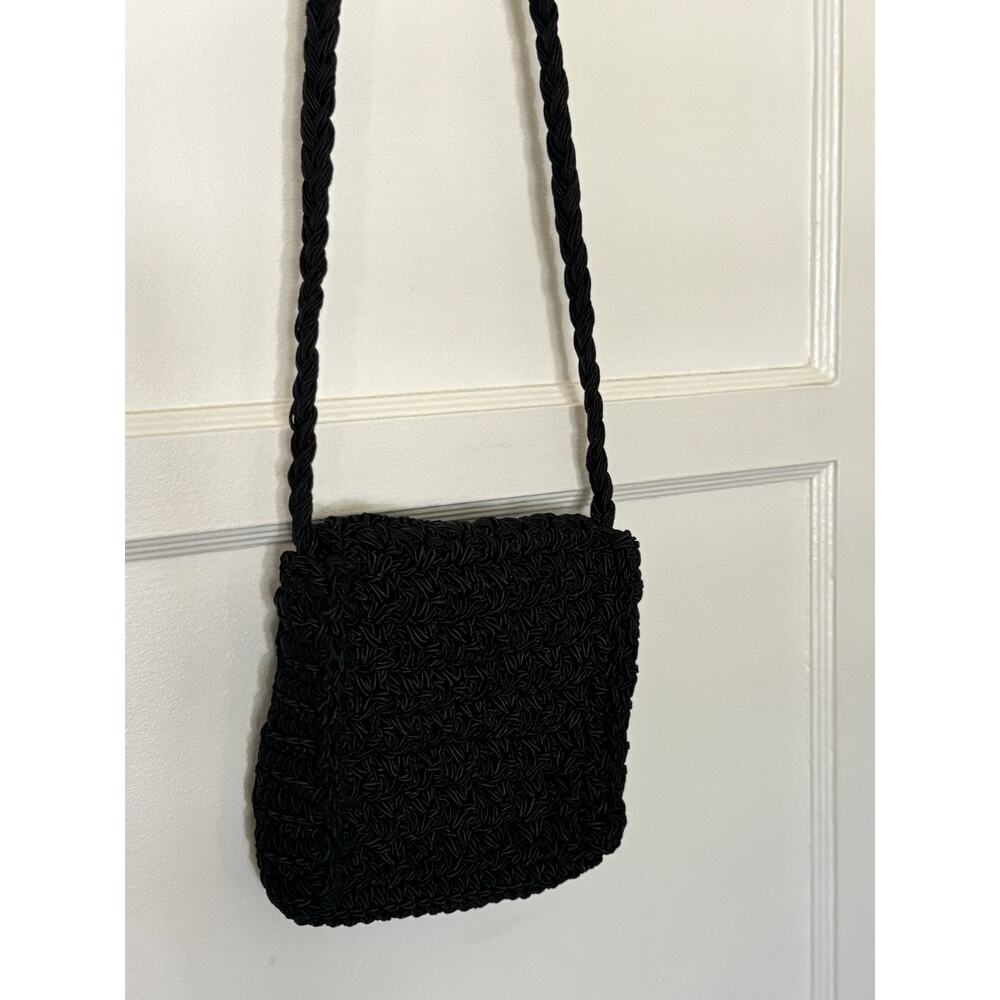 Carrie Forbes Vintage Black Woven Handbag Purse Crossbody 90s Macrame - Picture 3 of 7